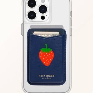 kate spade x Target Navy Strawberry Dotted Magnetic Cell Wallet MagSafe